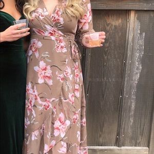 Taupe floral maxi dress